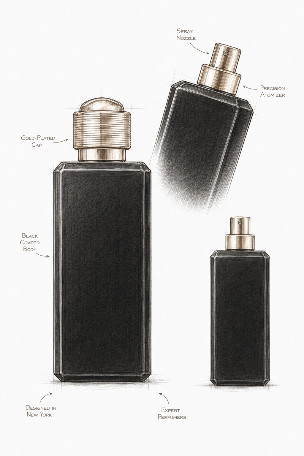 Amber Oud bottle anatomy sketch