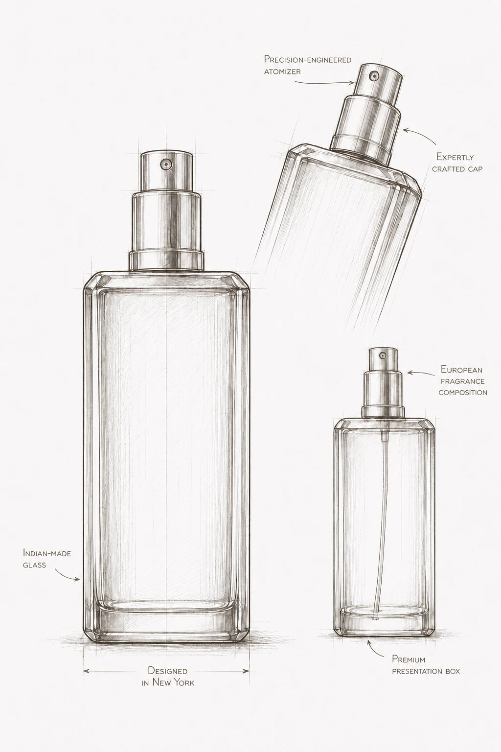 EL Blue - For Her bottle anatomy sketch