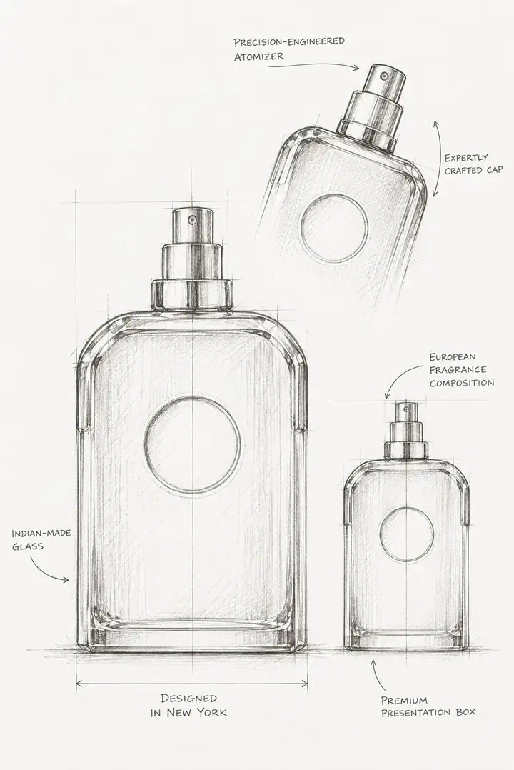 Euphoria: Bloom Rouge — Parfum Elixir bottle anatomy sketch